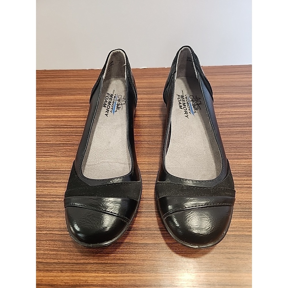 LifeStride Womens I Loyal Black Tumble Memory Foam Ballet Flats Shoes Sz 8.5